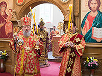 В день памяти прпп. сщмч. Кукши, просветителя вятичей, митрополит Орловский и Болховский Антоний в сослужении епископа Ливенского и Малоархангельского Нектария совершил литургию в мужском монастыре во имя святого Кукши Мценского района. 9 сентября 2015 г.
