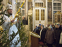 В праздник Рождества Христова епископ Ливенский и Малоархангельский Нектарий возглавил праздничную Божественную литургию в Ахтырском кафедральном соборе Орла. 7 января 2016 г.
