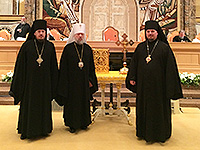Митрополит Орловский и Болховский Антоний, епископ Ливенский и Малоархангельский Нектарий и  епископ Мценский Алексий, викарий Орловской епархии, участвуют в работе Освященного Архиерейского собора в Москве 29 ноября — 4 декабря 2017 г.